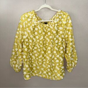 Ann Taylor Yellow and White Floral embroidered Blouse